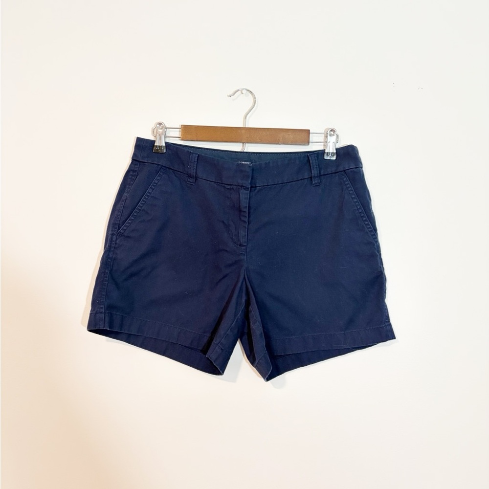 J. Crew Navy Blue Chino Shorts Size 6 100% Cotton